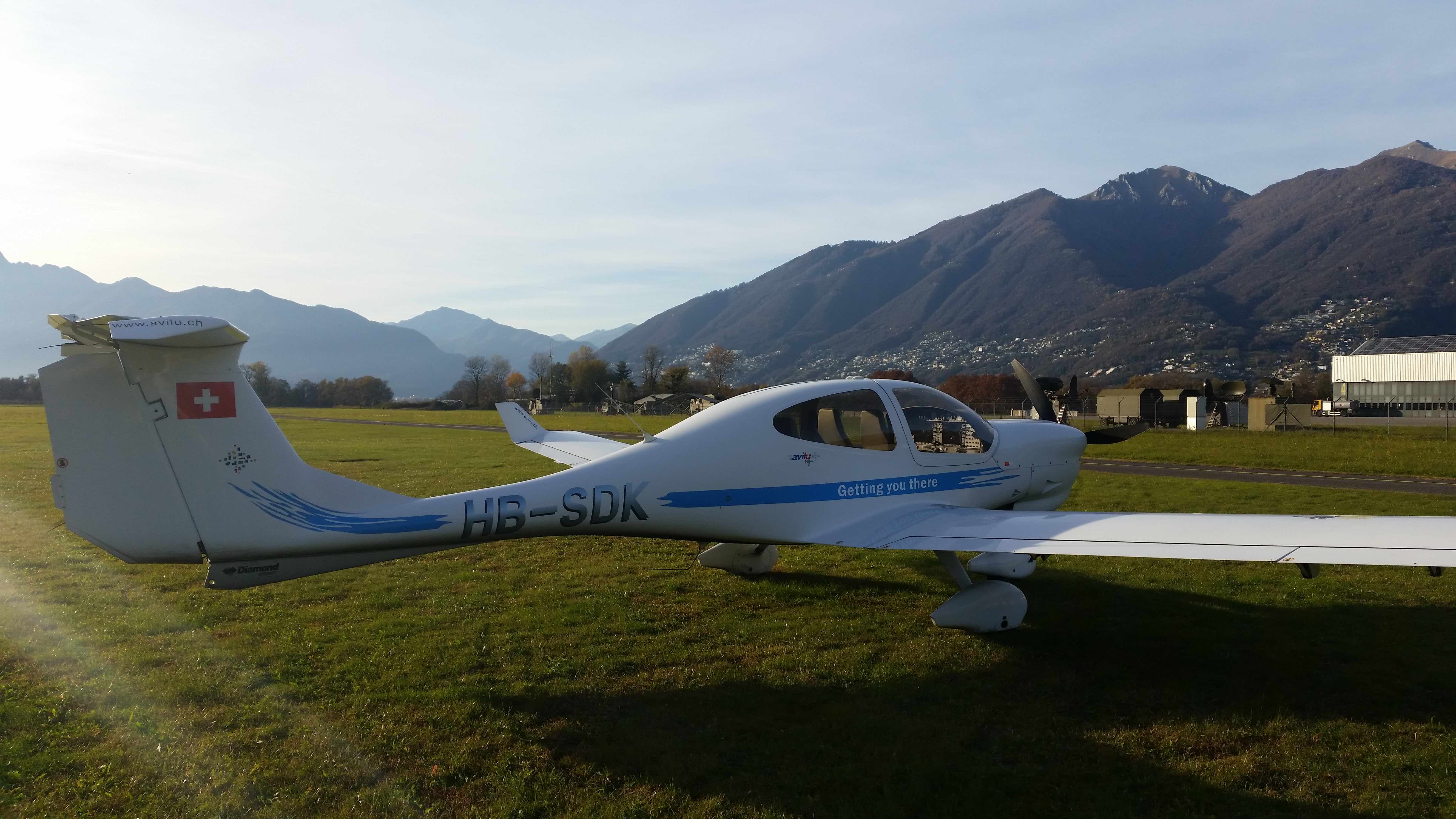 HB-SDK plane parked in Locarno